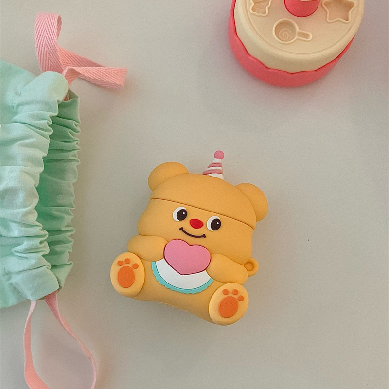 Silicone butter teddy bear earphones case for airpods pro 1/2 3rd wireless earbuds original bluetooth protection cover