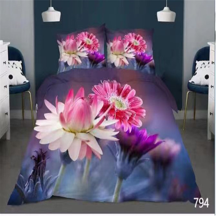 3D flat screen disperse printing polyester bedsheet fabric