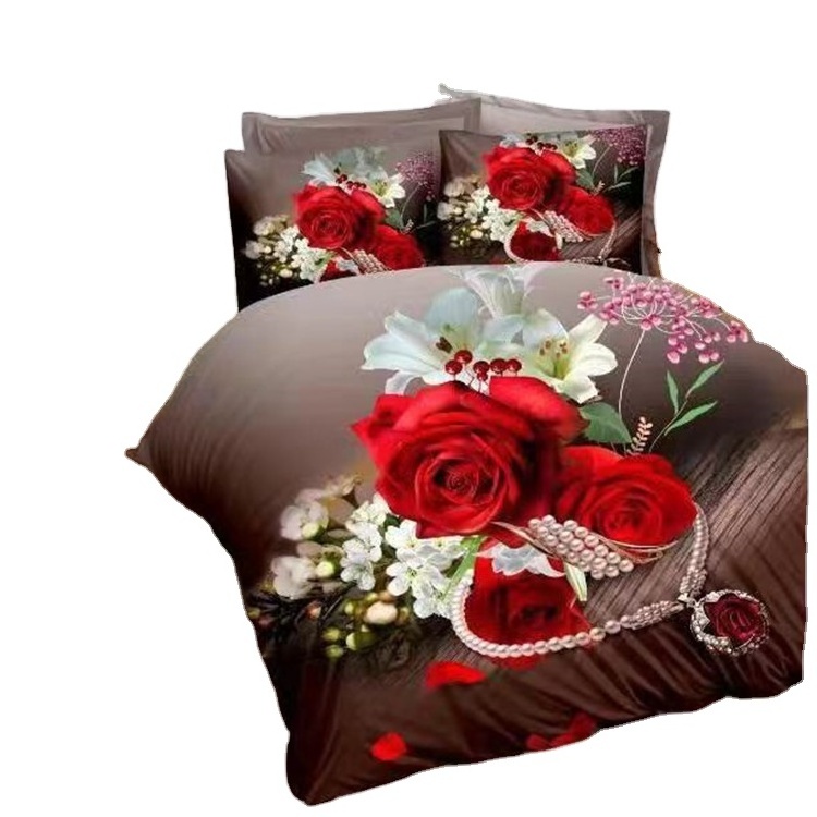 3D flat screen disperse printing polyester bedsheet fabric