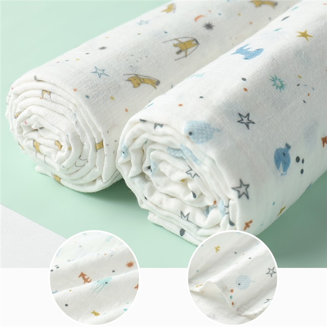 100% cotton printed and white muslin fabrics for baby