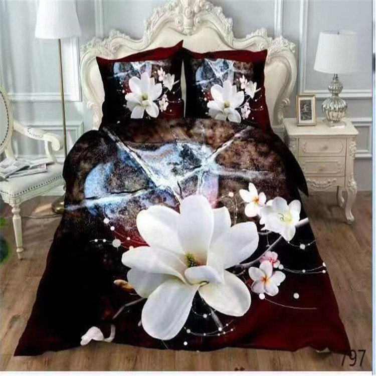 3D flat screen disperse printing polyester bedsheet fabric