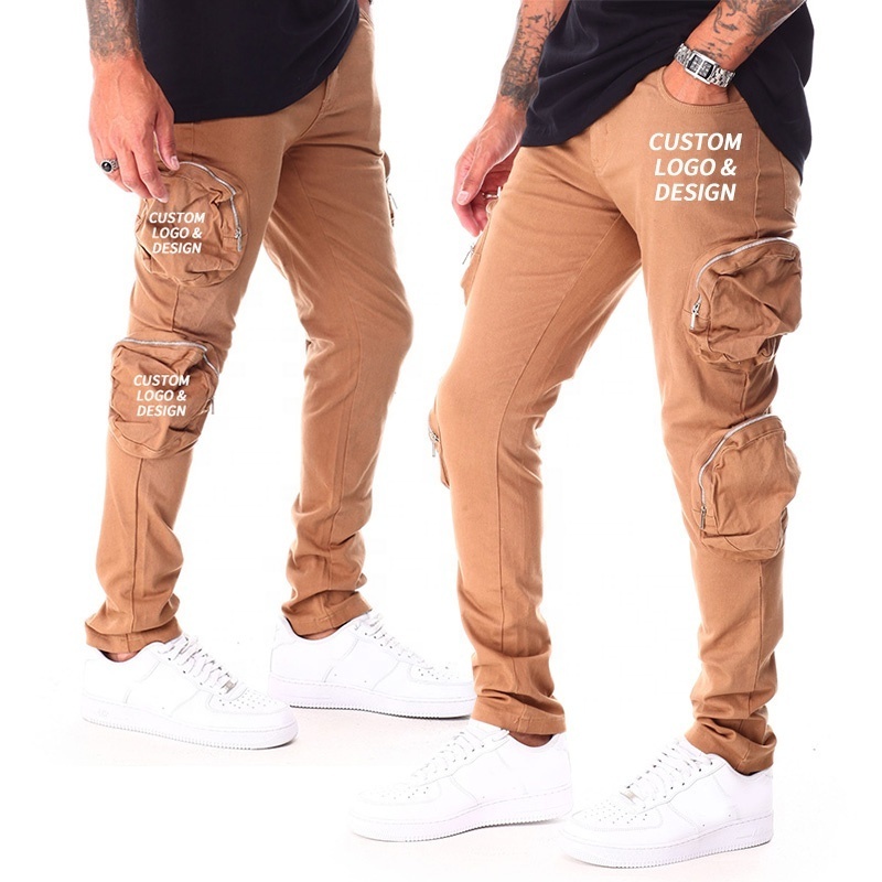 Wholesale Overalls Street Retro casual pants strapped stacked cargo pants multi-pocket men's pants