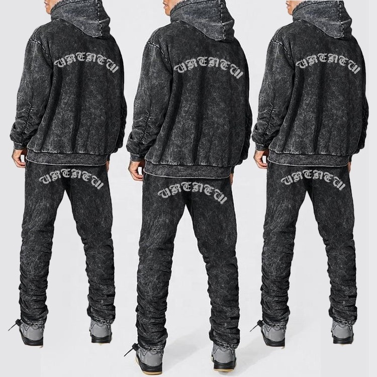 Custom logo high quality 100% cotton Jogging Suits Printed vintage streetwear Tech Fleece Acid Wash unisex tracksuit