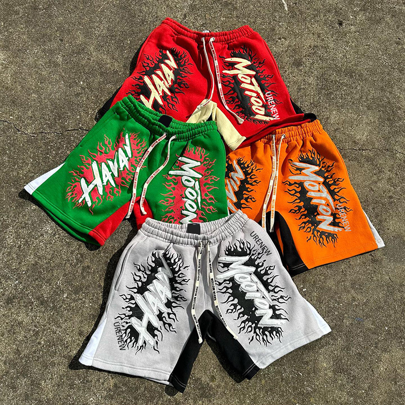 Custom Puff Print Logo High Quality Baseball 100% Cotton Sweat Fitness Running Breathable Gym French Terry Shorts