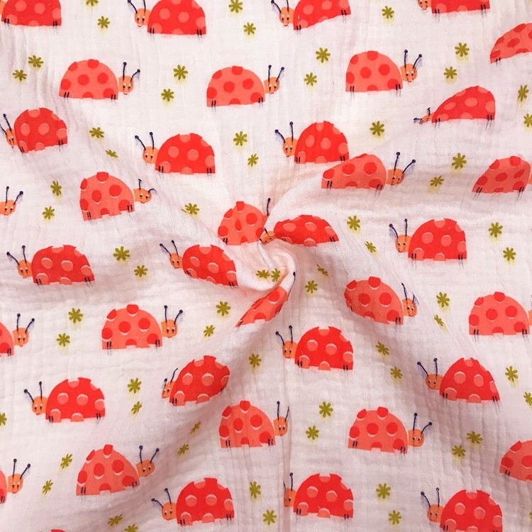 Factory price non-fluorescence 40S organic printed muslin gauze fabric