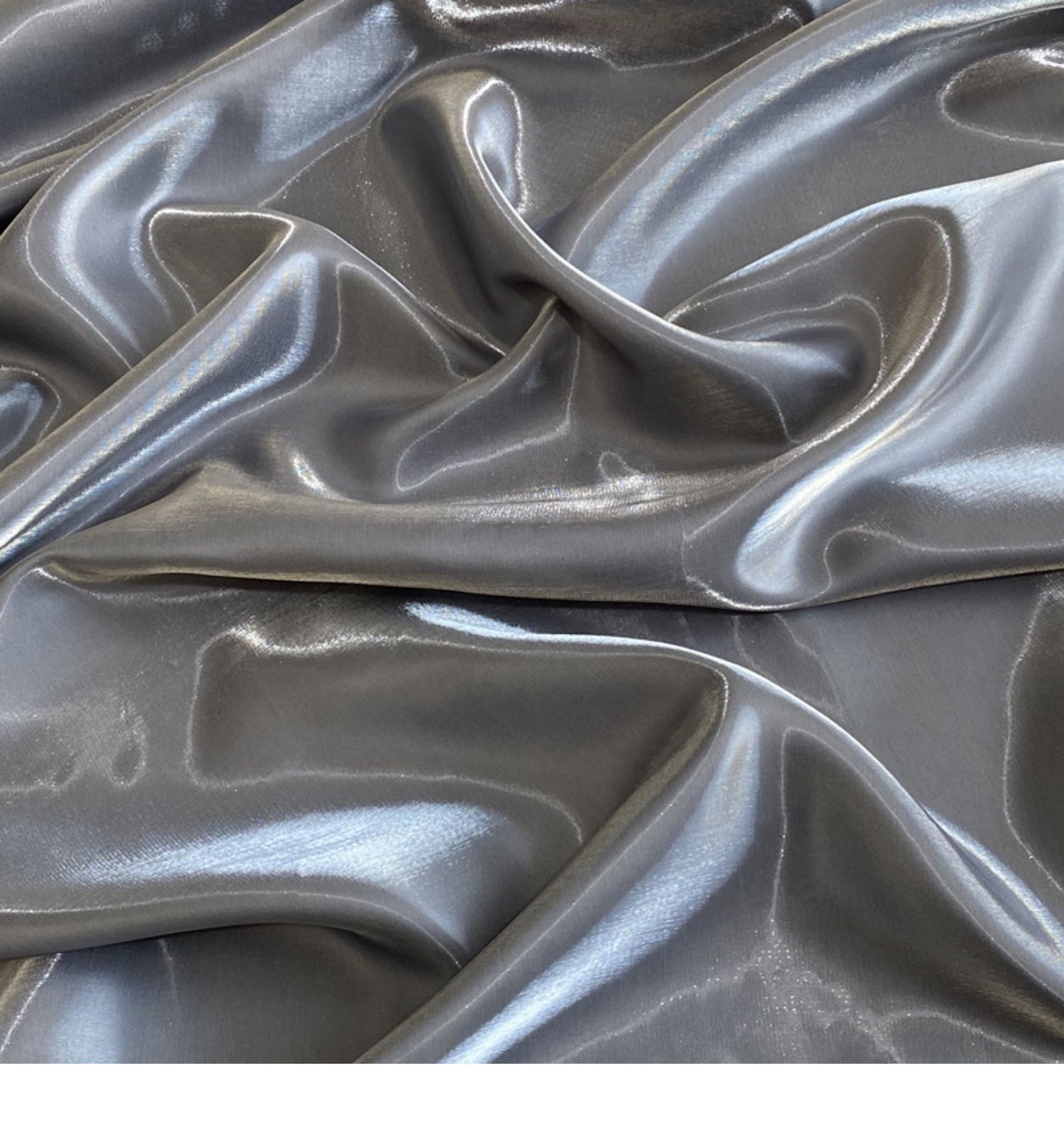 Luxury glossy metallic liquid satin reflective fabric with crystal silk for bridal wedding dress