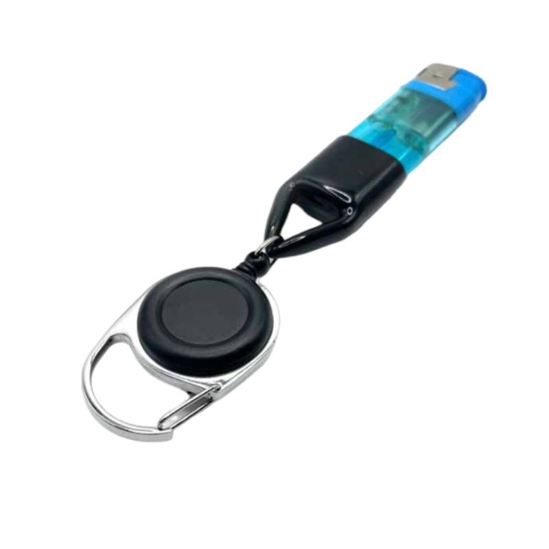 Retractable Carabiner Reels Keychain holder with lighter leash