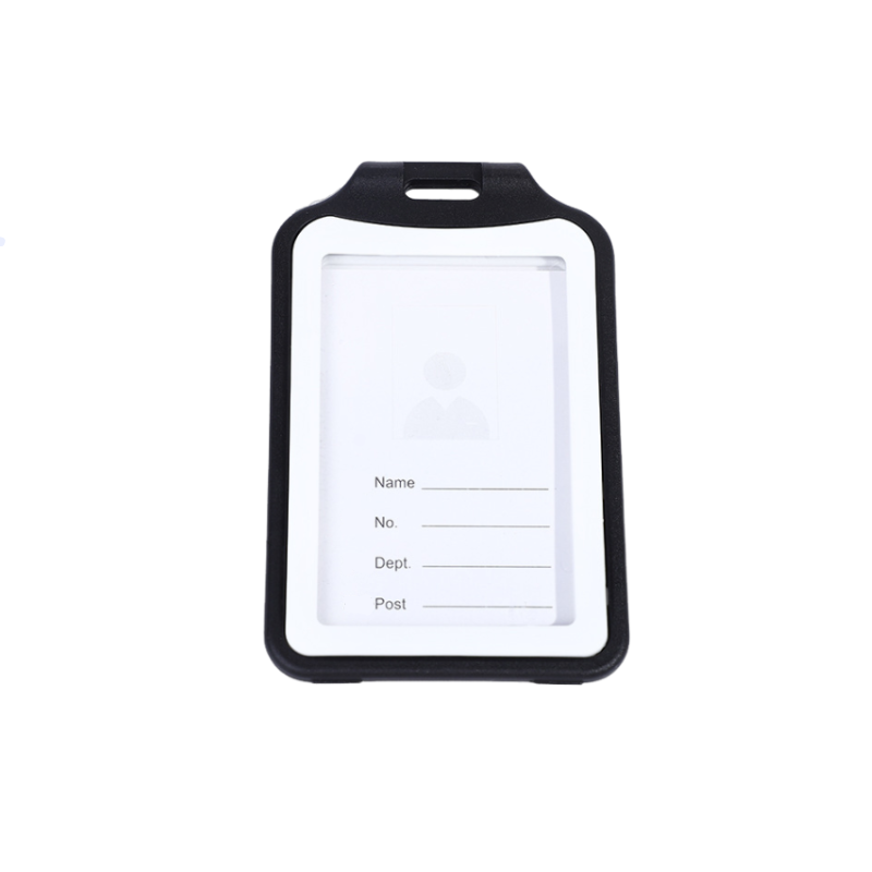 Horizontal Two Side ID Two Cards Hard PP Plastic Badge Holder