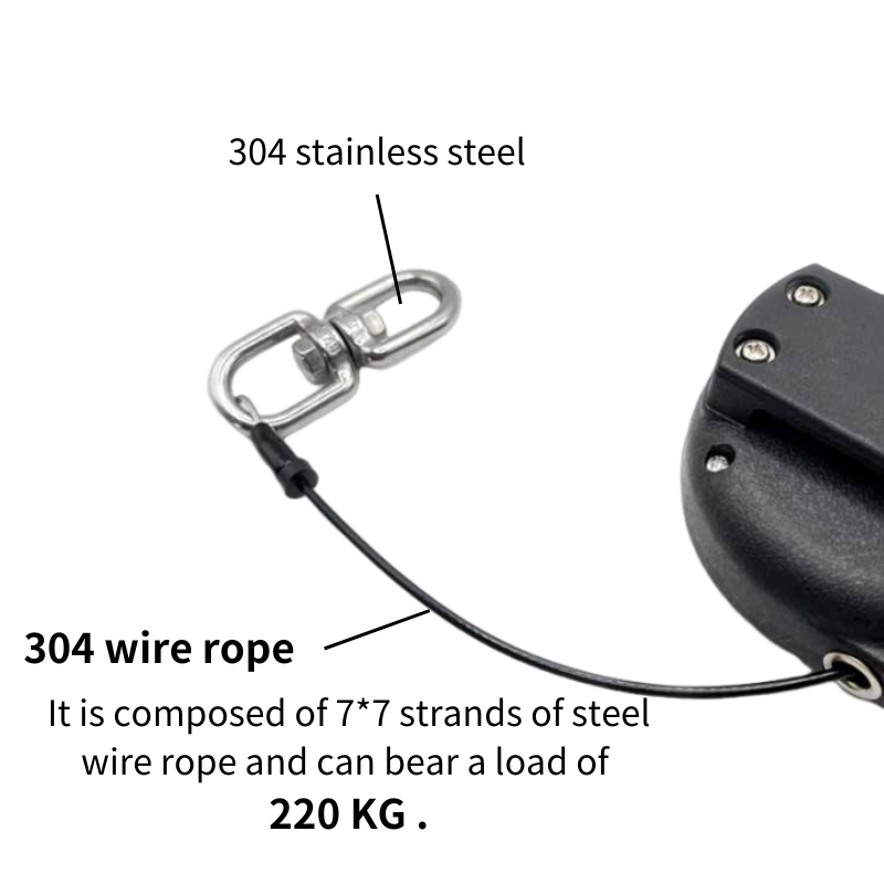 Retractable Stainless Steel Carabiner Mount Black Scaffolding Fallen Protection Tool Belt Tool Wire Lanyards