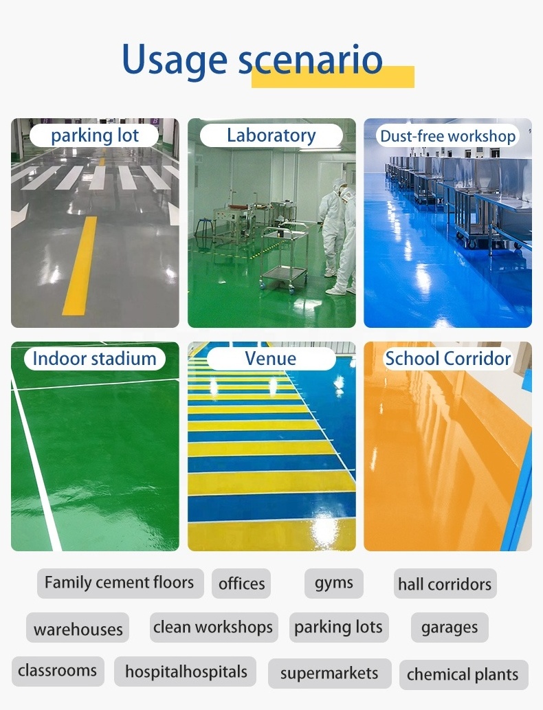 Self-levelling anti-slip anti-UV epoxy resin garage concrete floor coating grey paint