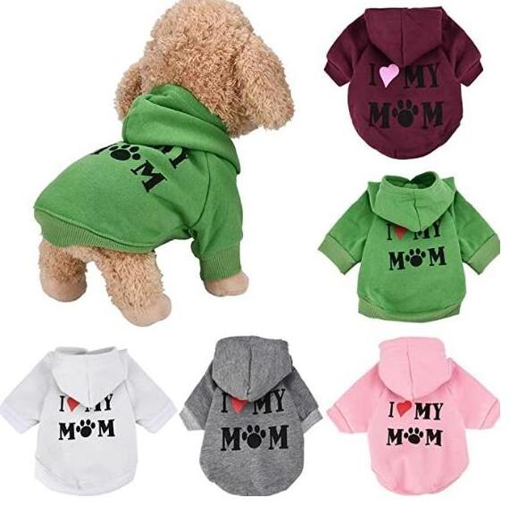 Pet Clothes, Puppy Hoodie Sweater Dog Coat Warm Sweatshirt Love My Mom Printed Shirt