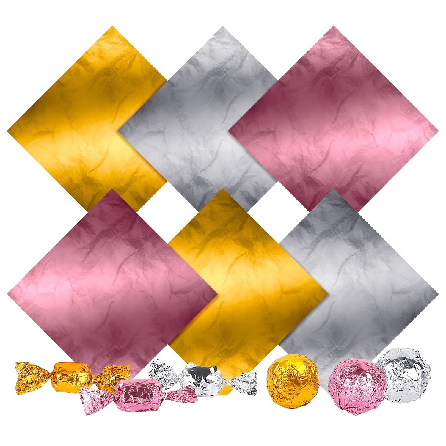 Food Grade Eco-friendly Aluminum Square Candy Wrappers Foil Sheets Chocolate For Diy Homemade Party Favors Decorations