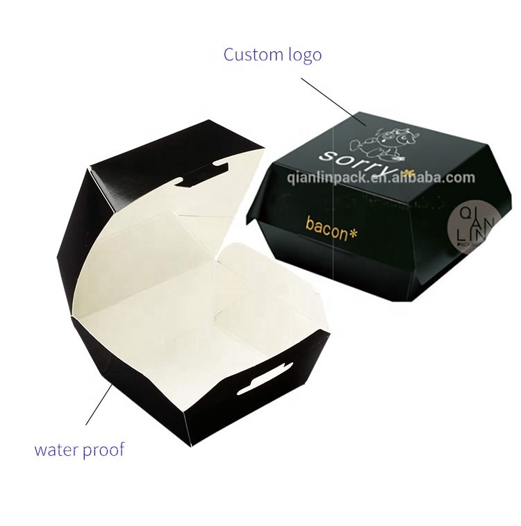 China Wholesale Takeaway Paper burger Box, customized Logo Paper printing box