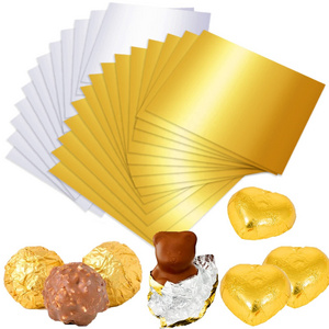 Excellent Malleability Square Gold Aluminum Chocolate Luxury Wrapping Foil For Diy Sugar Chocolate Lollipops Packaging