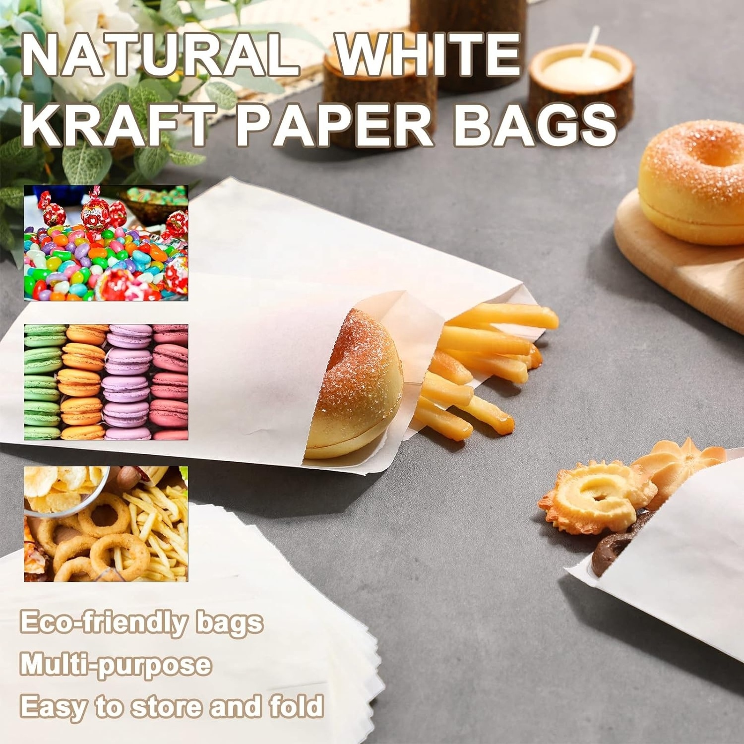 Diy Safe Reliable Multi Purpose Sharp Bottom Snack Mini Thin Paper Bag Small Flat Favor Envelopes Treat White Kraft V Food Bags