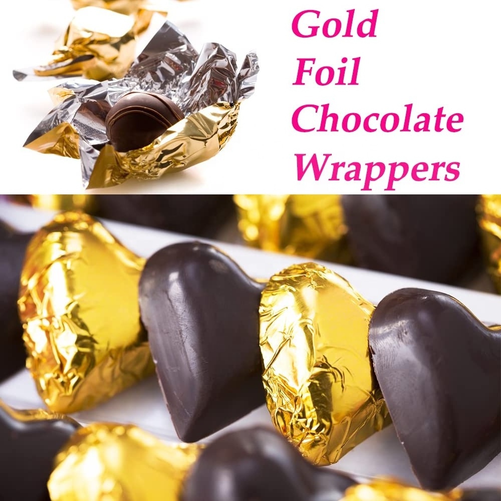 Excellent Malleability Square Gold Aluminum Chocolate Luxury Wrapping Foil For Diy Sugar Chocolate Lollipops Packaging