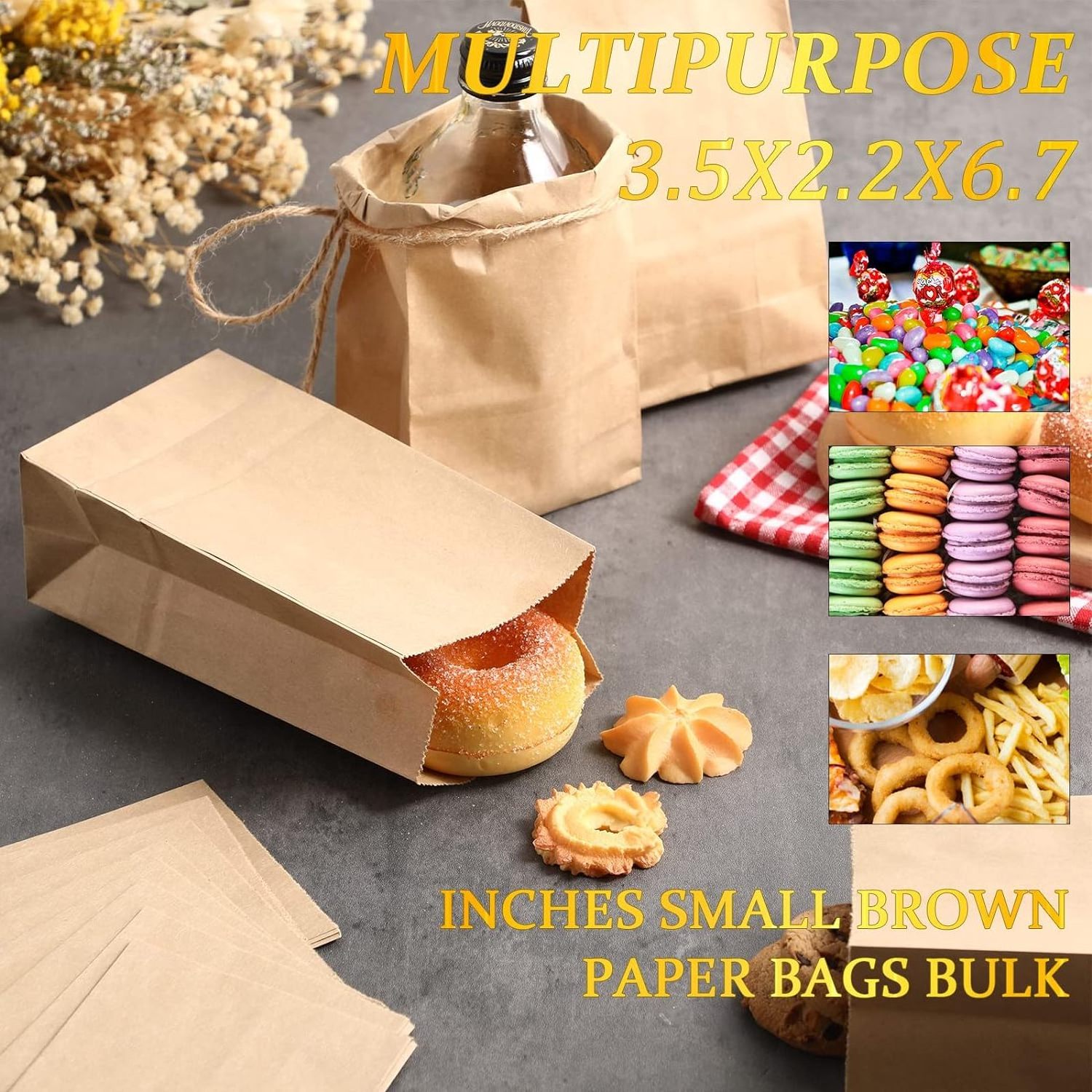 Hot Party Candy Popcorn Bread Biscuit Food Thanks Gift Packaging Recyclable Brown Paper Bag For Charcoal