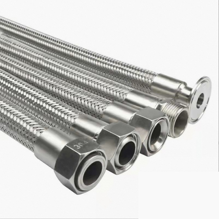 Metal Flexible Gas Hose Braid Hose Corrugated Stainless Steel Flexible Thread Ptfe Line Metal Seamless Sliver Qianli Round GB 2D