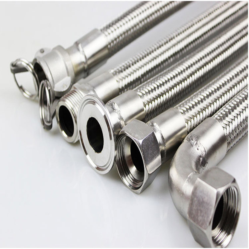 High Quality NPT nipple nut flange stainless steel 304 316  braided flexible metal hose pipe