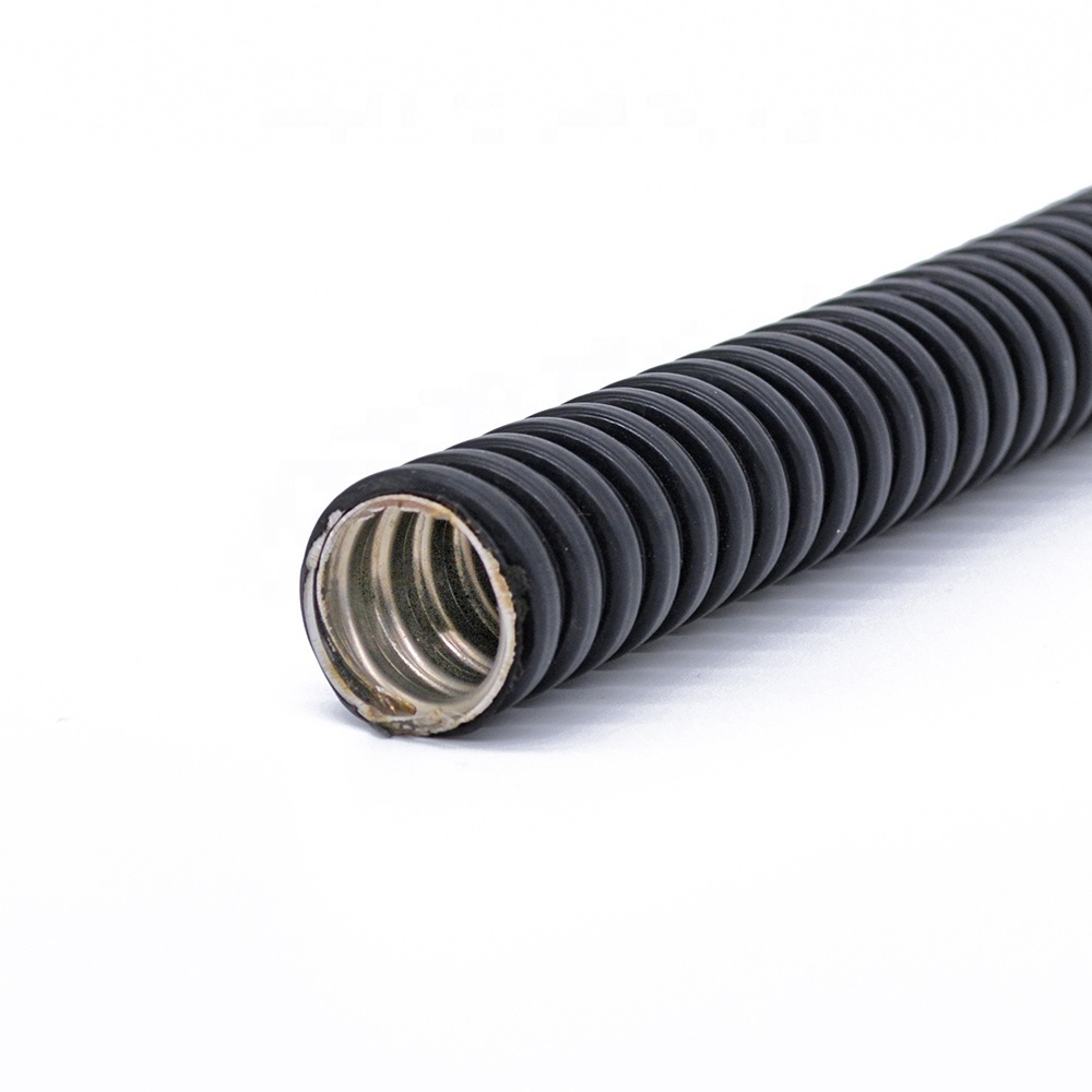 Plastic coated metal flexible hose cable conduit Plastic-coated metal hose bellows  black  flexible metal tubing