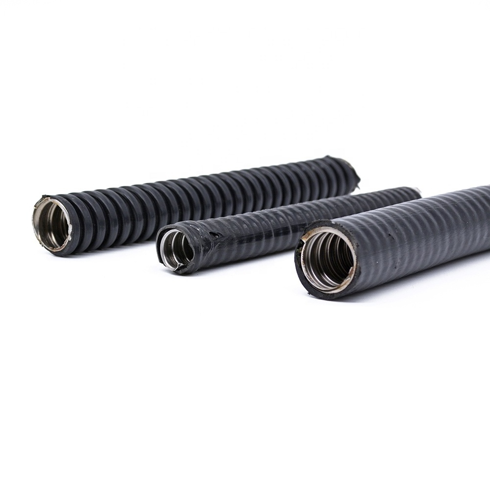 Plastic coated metal flexible hose cable conduit Plastic-coated metal hose bellows  black  flexible metal tubing