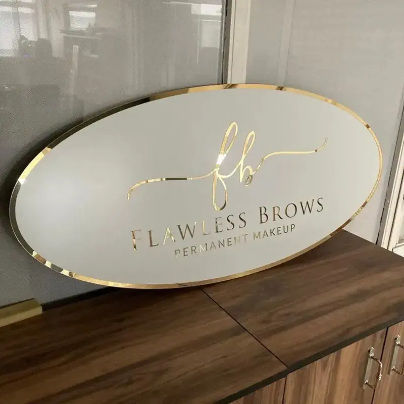 Custom Business Sign 3D Mirror Acrylic Logo Beauty Salon SPA Lash Nails Hair Studio Lobby Wall Decoration Office Name Door Plate