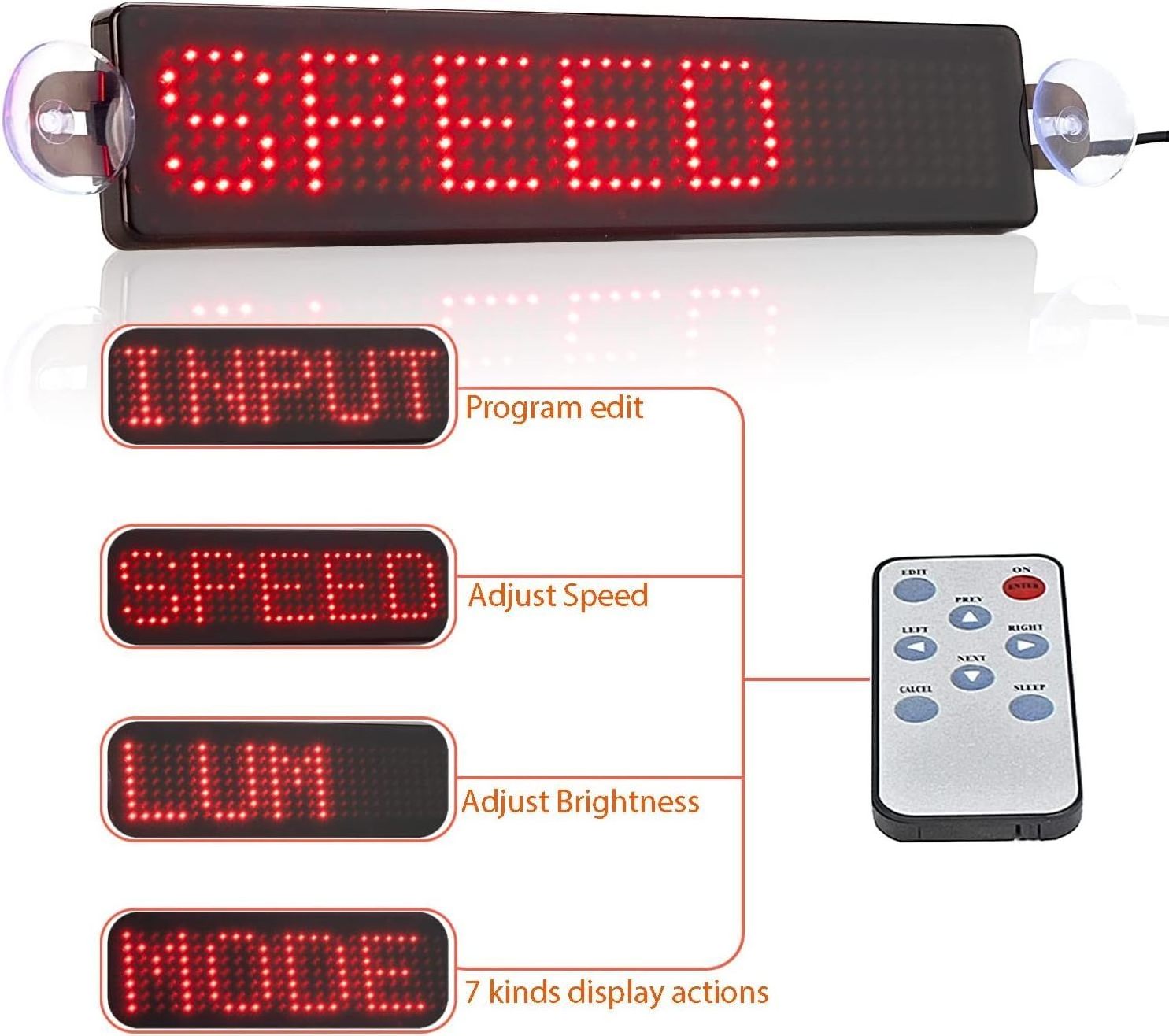 Led Car Sign Scrolling Message Display Board Remote Programmable for Car Windows, Shop, Store, Business