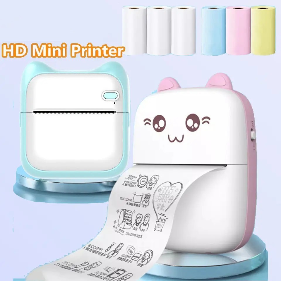 Mini Printer Thermal Printer Inkless Bluetooth Wireless Portable Pocket Self-adhesive Label Printer for Sticker Label Maker