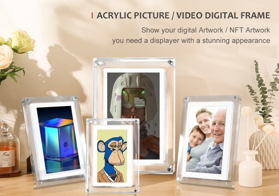 Cuttest Gift Acrylic Digital Photo Frame 5 Inch 1000mAh Vertical Display IPS Screen 1G Memory Battery Porta Retrato Digital