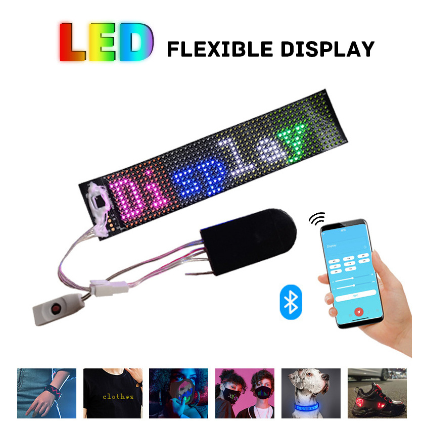 RGB Flexible Display Color Screen LED Module Strip Light App Bluetooth DIY Hat Clothes Bag Shoes Word Scroll Matrix Screen