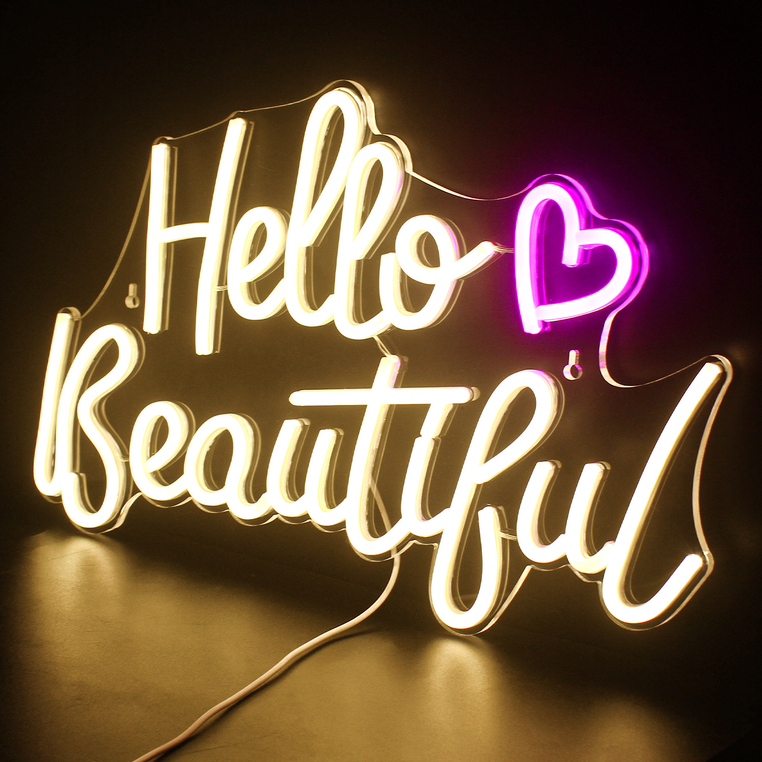 LED Custom Made Neon Sign Light Hello Beautiful USB Bedroom House Art Wedding Party Festival Child Room Wall Decor Gift