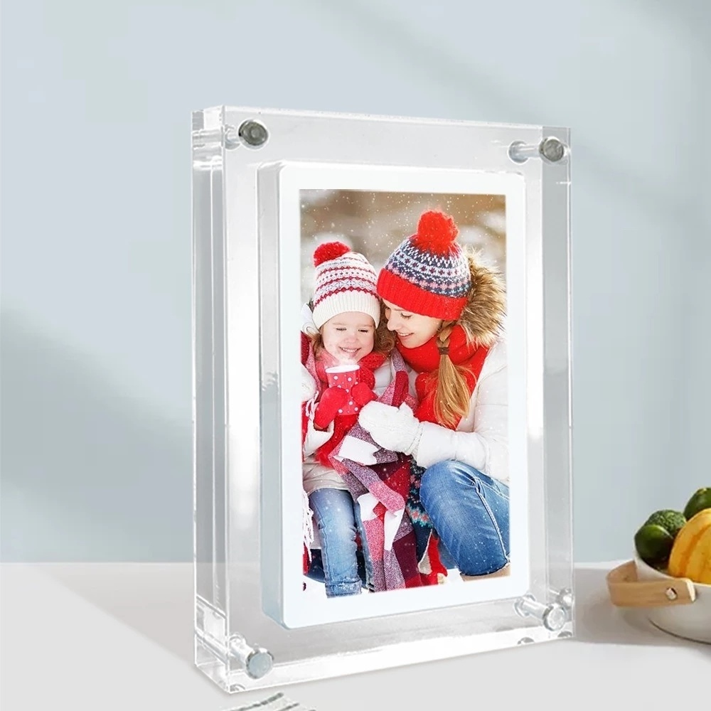 Cuttest Gift Acrylic Digital Photo Frame 5 Inch 1000mAh Vertical Display IPS Screen 1G Memory Battery Porta Retrato Digital