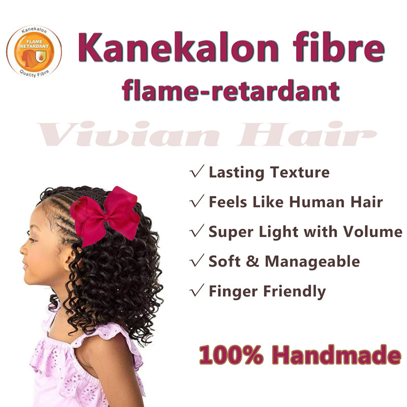 Vivian little girls ponytail hair extensions kanekalon human hair like curly wavy private-lable hair products for black girls