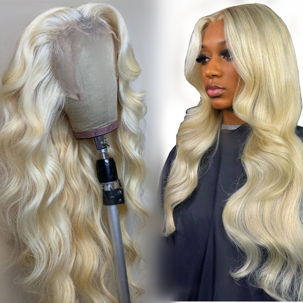 13x4 Lace Front Body Wavy 26inch White Blonde Full Head Wig for Women like Human Hair Cosplay