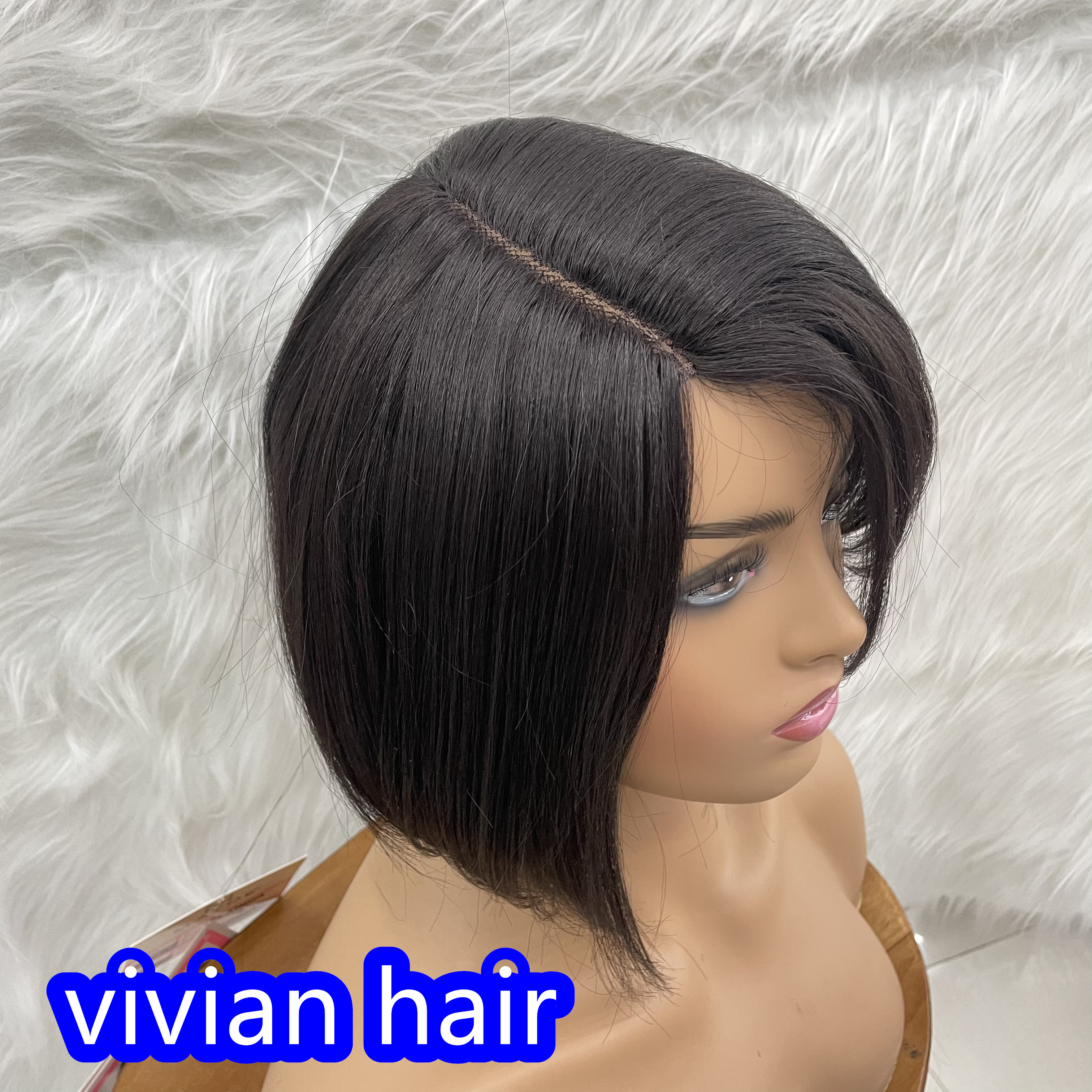 High Temperature Fiber Wig With Bangs Short Bobo T Lace like Human Hair For Women Daily