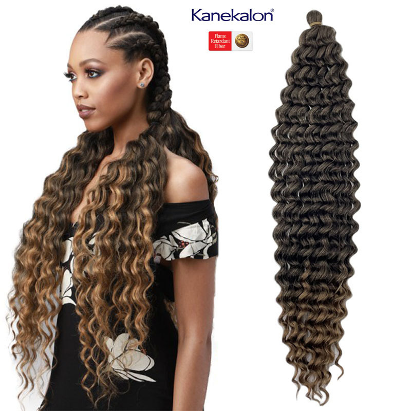 New arrival 24inch deep twist braiding hair 100% Kanekalon fiber long ocean wave crochet hair ombre colorful wand curl wholesale