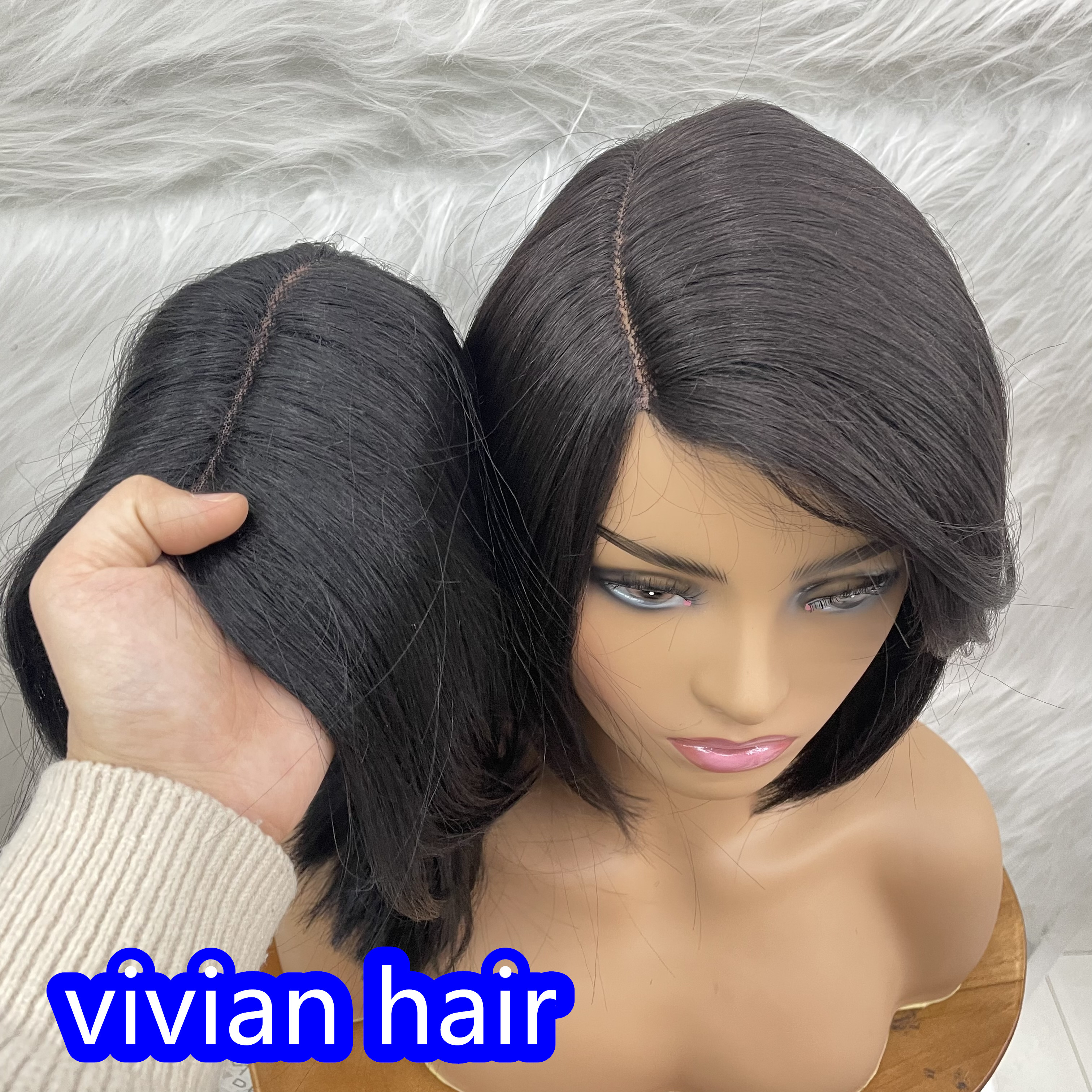 High Temperature Fiber Wig With Bangs Short Bobo T Lace like Human Hair For Women Daily