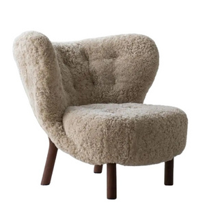 Nordic Luxury High quality Lounge wool Chair Modern White Sheep Skin Leisure Chair with Rocking Feature for Hotel Living Room