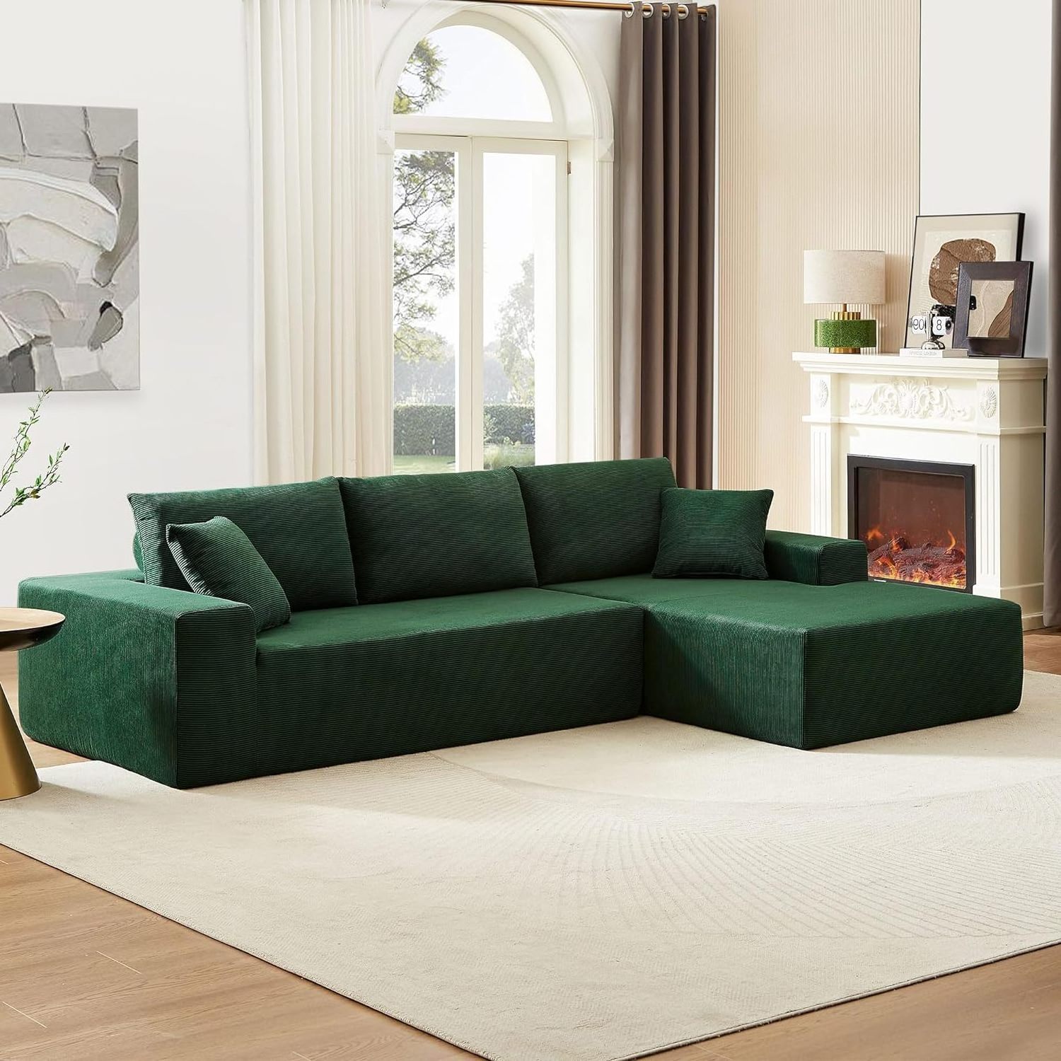 Compressed sofa set furniture couches luxury living room minimalist velvet green  modern fabrics semi round couch compressed