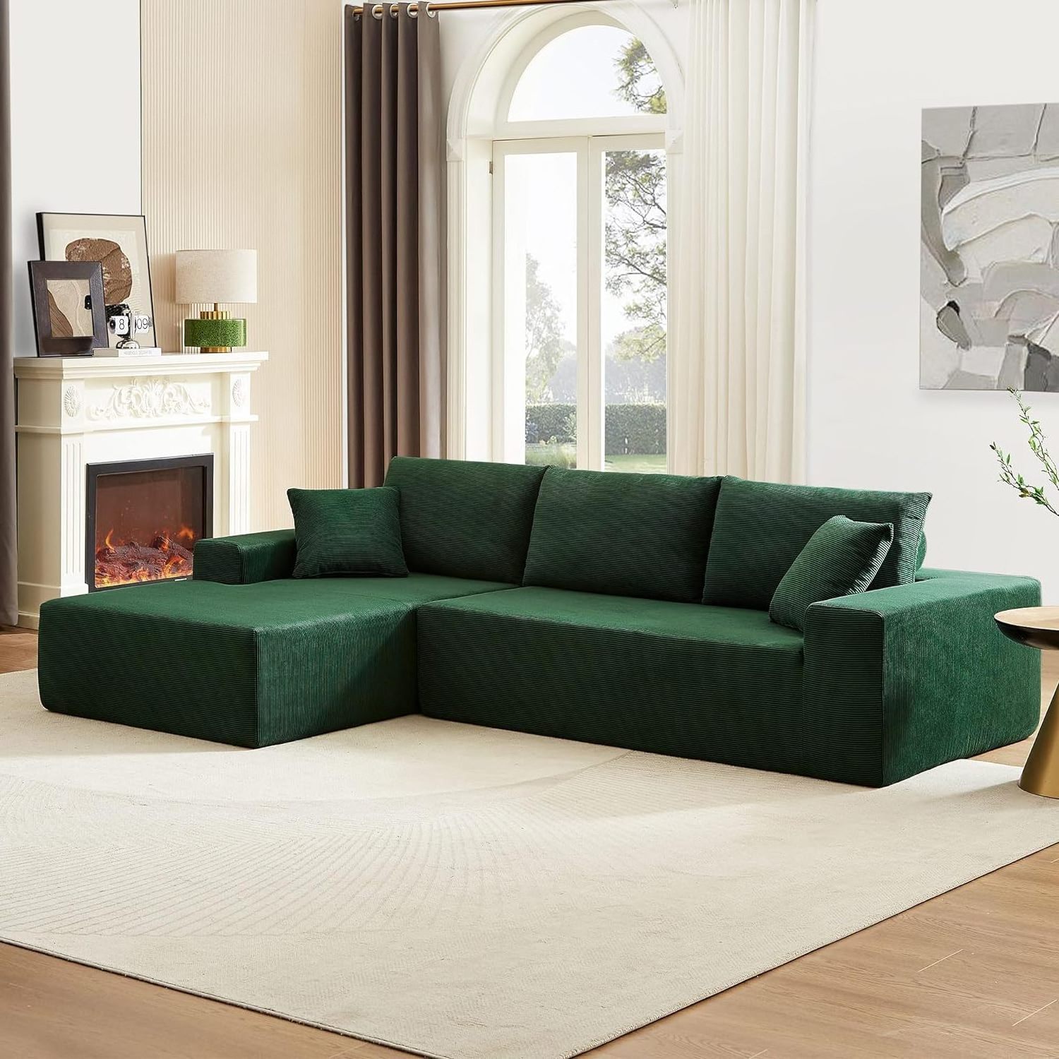 Compressed sofa set furniture couches luxury living room minimalist velvet green  modern fabrics semi round couch compressed