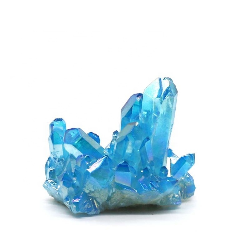 Natural Electroplated Blue Crystal Cluster Angel Aura Spirit Small Quartz Cluster