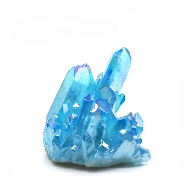 Natural Electroplated Blue Crystal Cluster Angel Aura Spirit Small Quartz Cluster