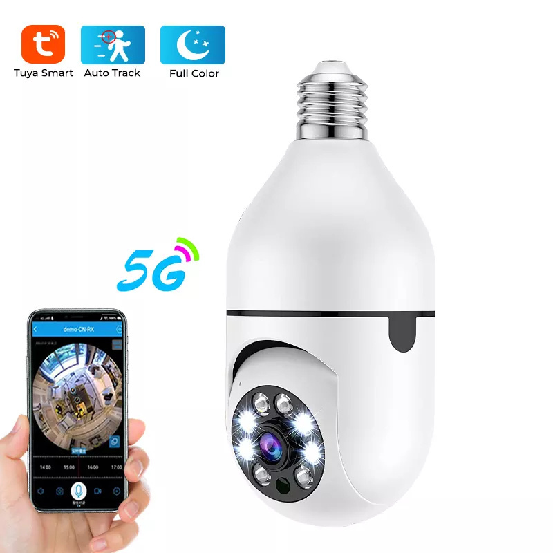 5G Outdoor Wireless Smart E27 Socket Lamp Lightbulb PTZ Camera 360 Degree Auto Track Security CCTV Wifi Light Bulb Camera