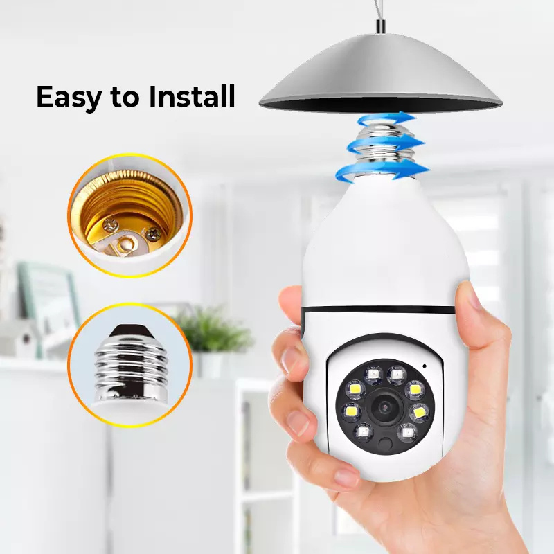 5G Outdoor Wireless Smart E27 Socket Lamp Lightbulb PTZ Camera 360 Degree Auto Track Security CCTV Wifi Light Bulb Camera