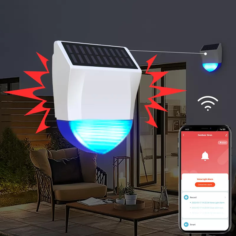 Home Security Waterproof Wireless Alarm Sirene Horn Buzzer Speaker and Strobe Light Smart Wifi Tuya Solar Outdoor Siren