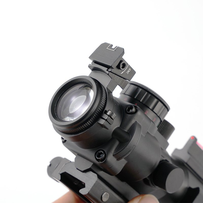 4x32 ACOG Hunting Scope Red Dot Reflex Fiber Optic Sight Red & Green &Blue Illuminated Reticle Scope