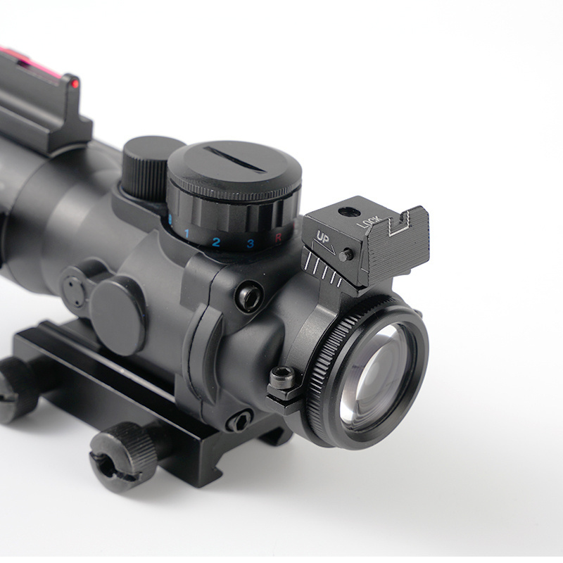 4x32 ACOG Hunting Scope Red Dot Reflex Fiber Optic Sight Red & Green &Blue Illuminated Reticle Scope