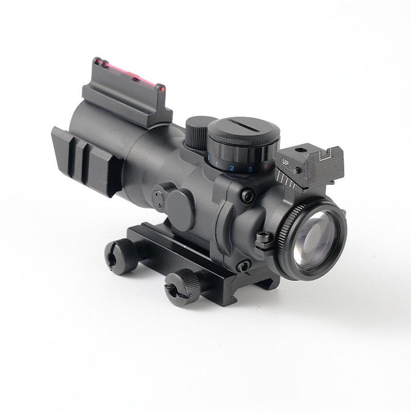 4x32 ACOG Hunting Scope Red Dot Reflex Fiber Optic Sight Red & Green &Blue Illuminated Reticle Scope