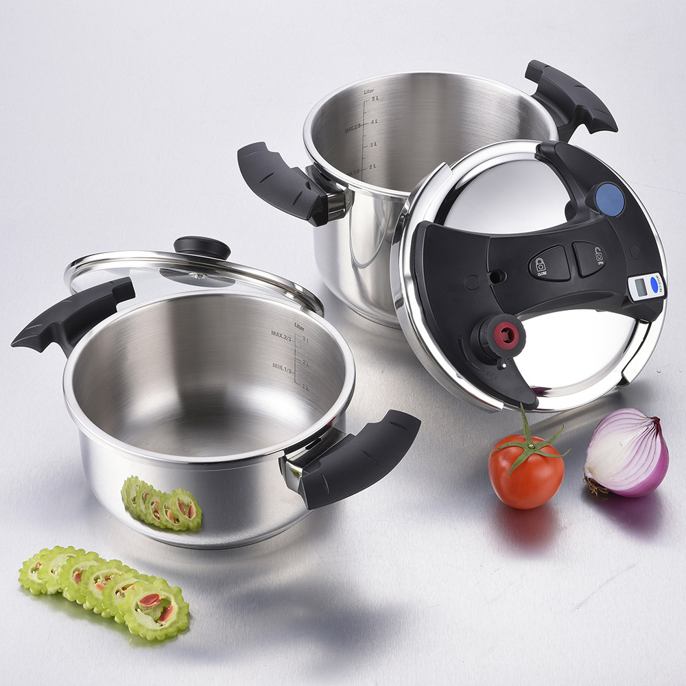 Multifunction Pressure Cooker for all cooking surfaces with close and open button