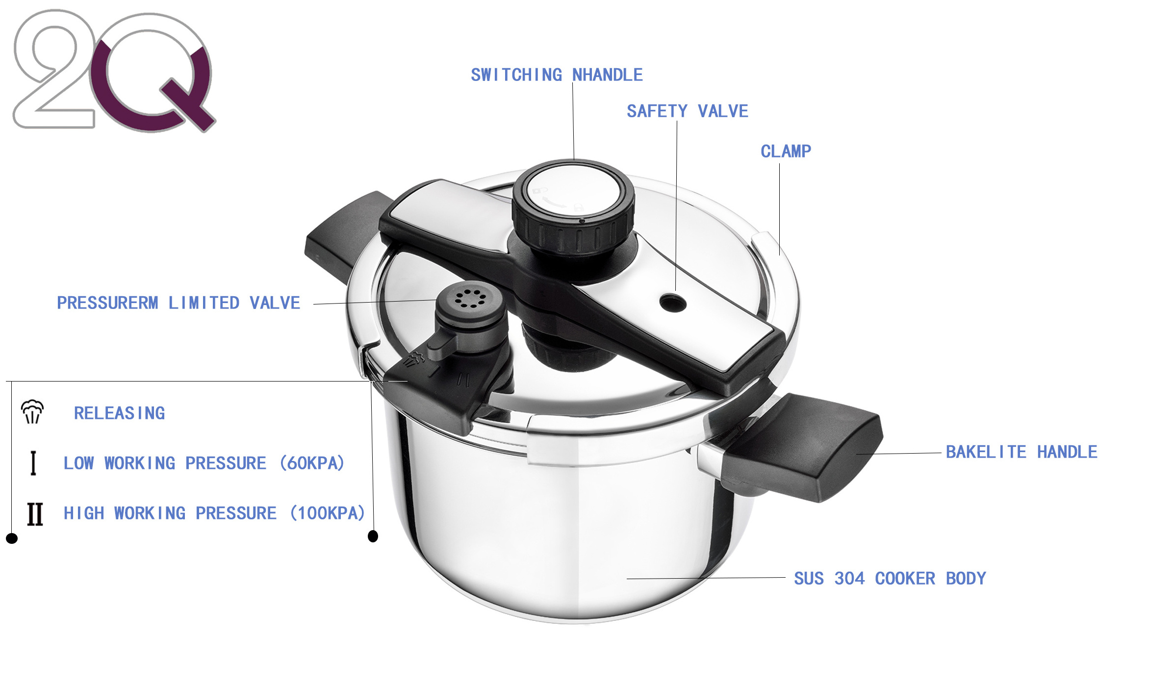 High quality explosion pressure cooker for all stoves Commercial Kitchen Equipment 4L 2~4 person